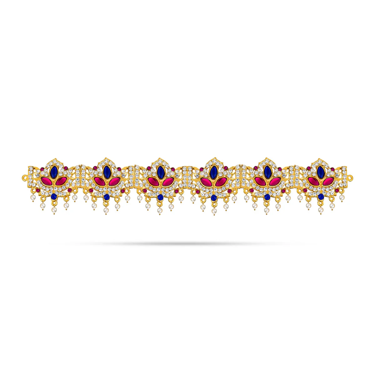 Stone Hip Belt - 1.5 x 10 Inches | Multicolour Stone Waist Belt/ Stone Jewellery/ Stone Belt for Deity Decor