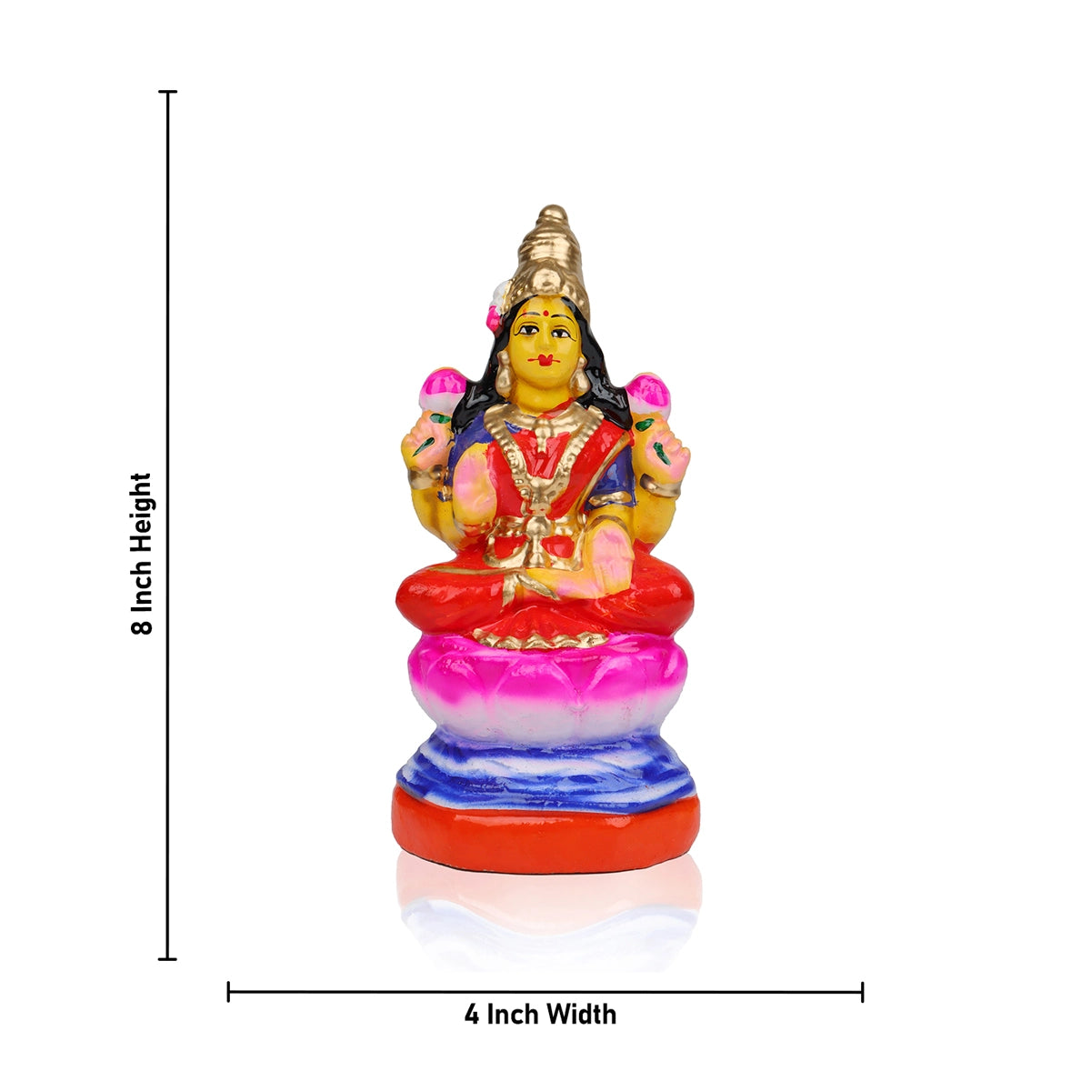 Lakshmi Sitting Clay Golu Bommai - 8 x 4 Inches | Giri Golu Doll/ Navaratri Golu Bomma/Gombe/Bommai - Image 5