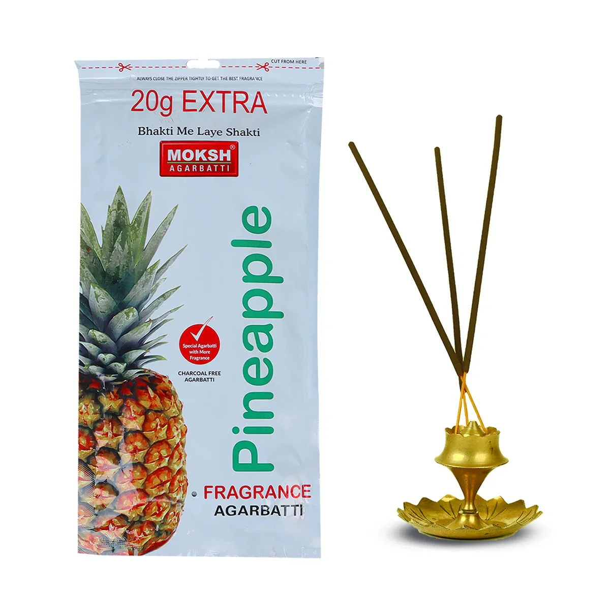 Moksh Pineapple Fragrance Incense Sticks - 90 Gms | Agarbathi/ Agarbatti for Pooja