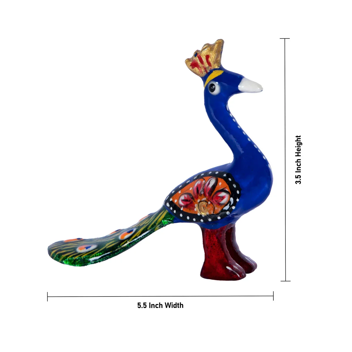 Painted Peacock Statue - 3.5 x 5.5 Inches | Metal Peacock Idol/ Peacock Figurine for Home - Image 5
