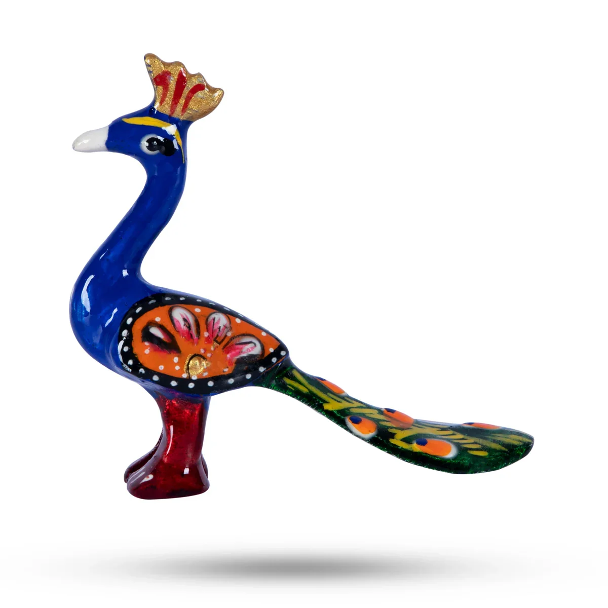 Peacock Statue - 2 x 3.75 Inches | Metal Statue/ Painted Peacock Sculpture for Home Decor - Image 2