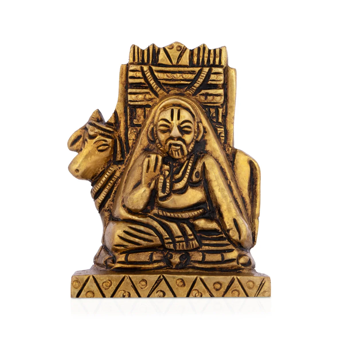 Raghavendra with Mandir - 2 x 1.75 Inches | Antique Brass Statue for Pooja/ 200 Gms Approx