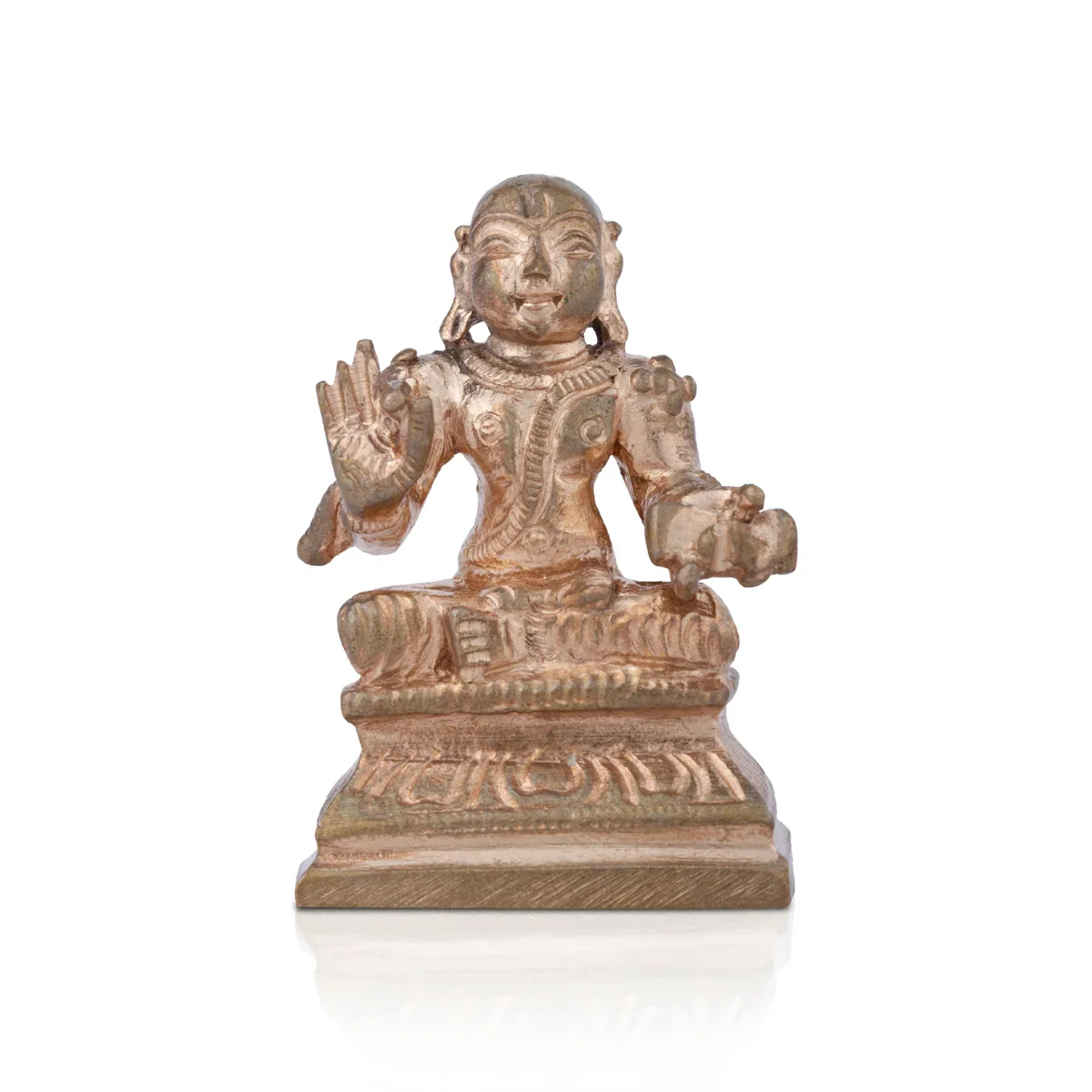 Vedanta Desikan Statue - 1.5 x 1 Inch | Panchaloha Idol/ Vedanta Desikar Idol for Pooja/ 60 Gms Approx